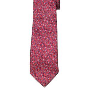 Vineyard Vines Silk Tie Red White Blue Fish Pattern Men's